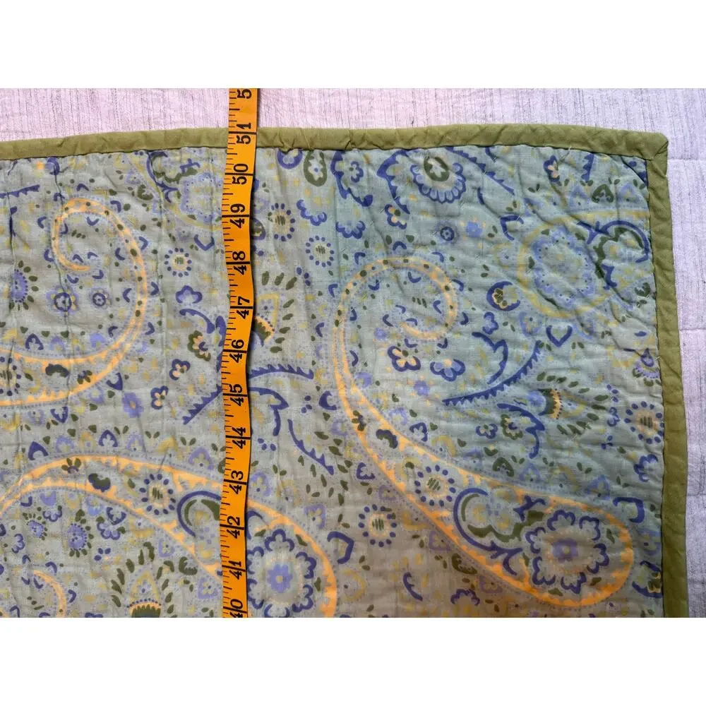 April Cornell Patchwork Quilt Cottage Throw Blanket Blue/Green Florals 51